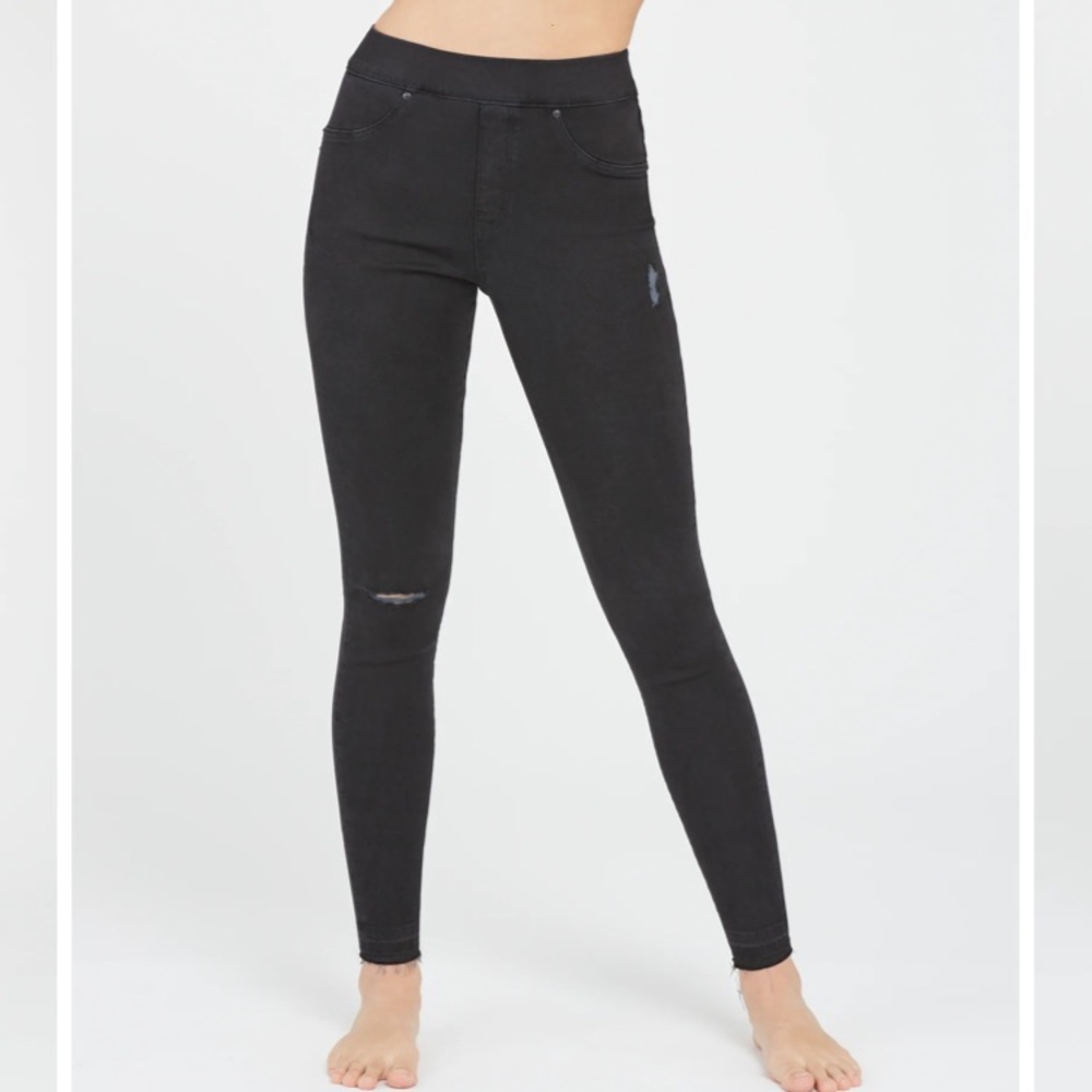 Spanx Black Jeanish Leggings Size Large TALL